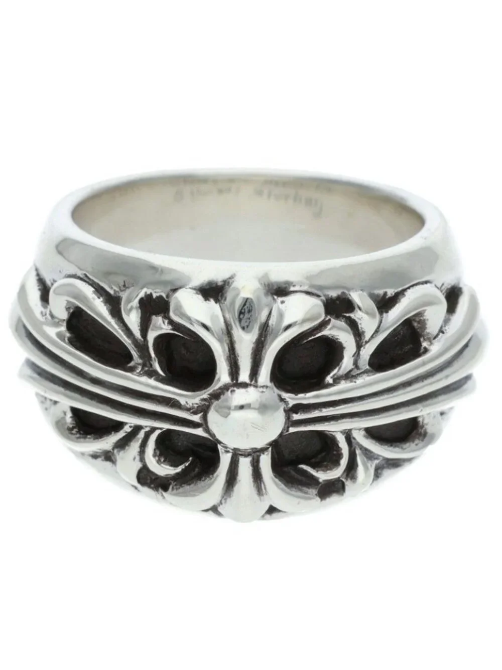 Chrome Hearts Flrl Crs Floral Cross Silver Ring
